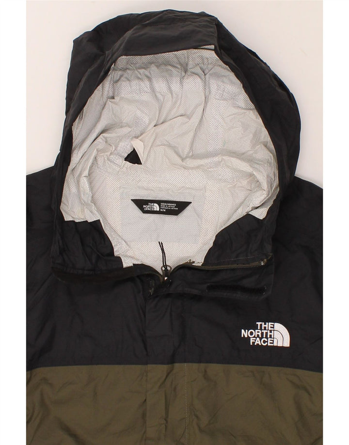 THE NORTH FACE Mens Hooded Rain Jacket UK 38 Medium Khaki Colourblock