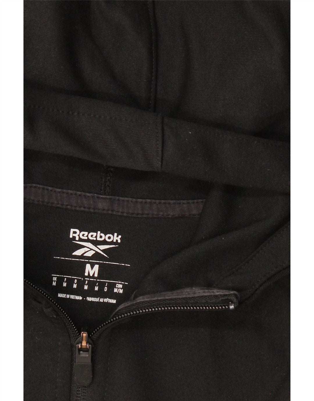 REEBOK Womens Zip Hoodie Sweater UK 14 Medium Black Colourblock Vintage Reebok and Second-Hand Reebok from Messina Hembry 