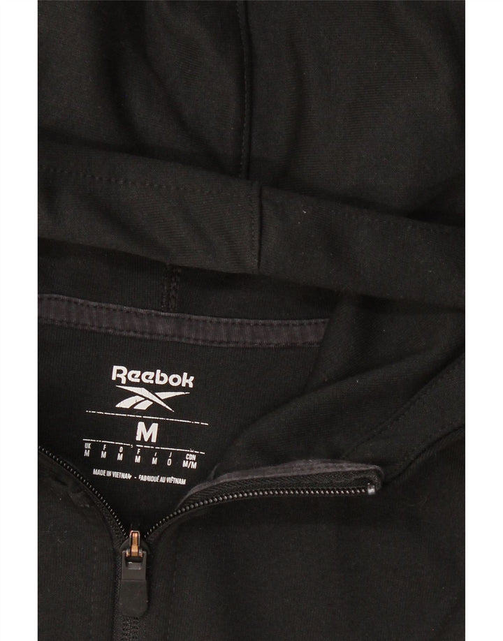 REEBOK Womens Zip Hoodie Sweater UK 14 Medium Black Colourblock Vintage Reebok and Second-Hand Reebok from Messina Hembry 