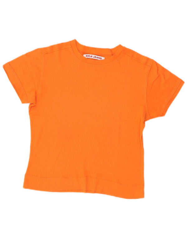 Rifle Womens Crop T-Shirt Top UK 14 Large Orange