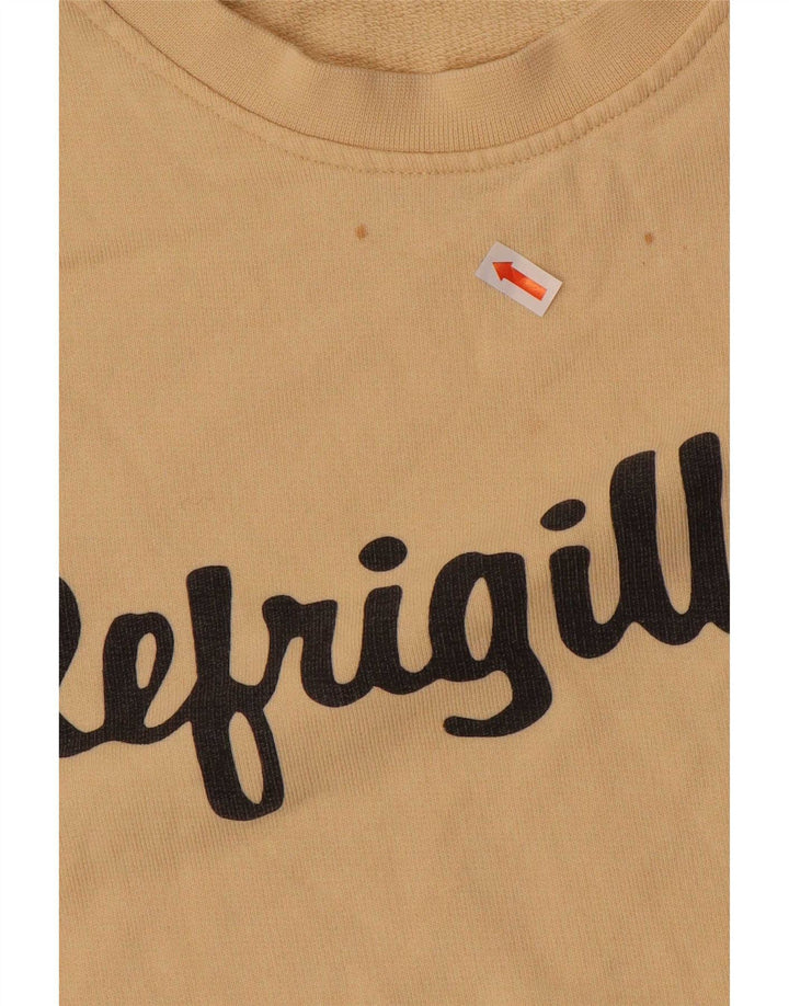 Refrigiwear Mens Graphic Sweatshirt Jumper Medium Beige Cotton