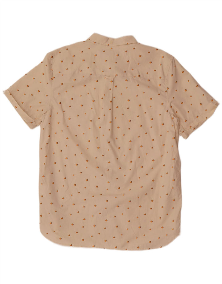Lyle & Scott Mens Short Sleeve Shirt Large Beige Spotted Cotton