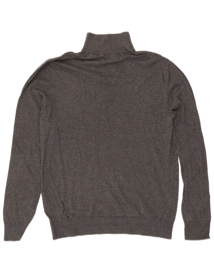 Jack & Jones Herre Zip Neck Jumper Sweater Medium Grey Bomuld