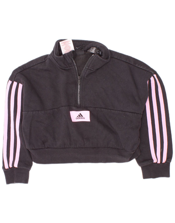 Adidas Fete Crop Zip Gât Pulover 5-6 Ani Bumbac Negru