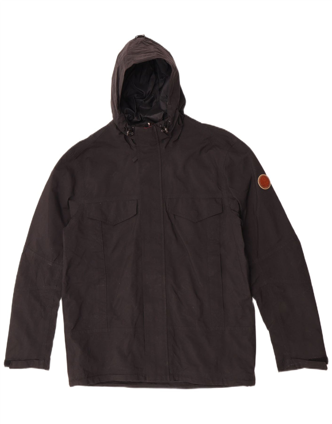 Timberland Herre Hooded Windbreaker Jacket UK 38 Medium Sort Nylon