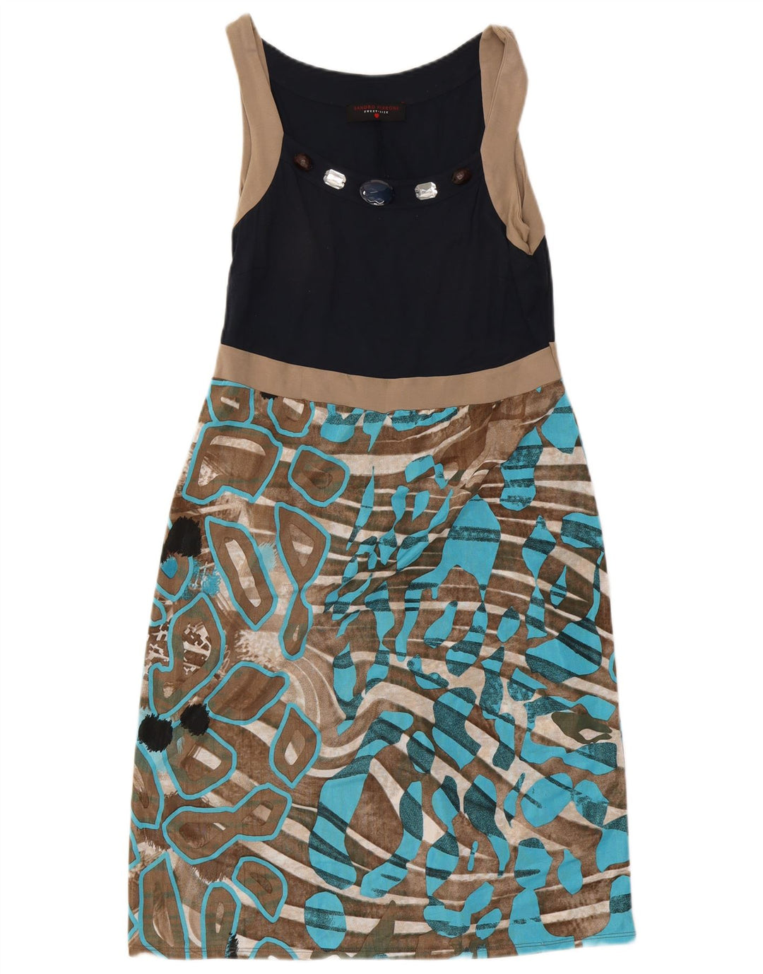Sandro Ferrone Robe fourreau pour femme UK 12 Medium Multicolore Géométrique