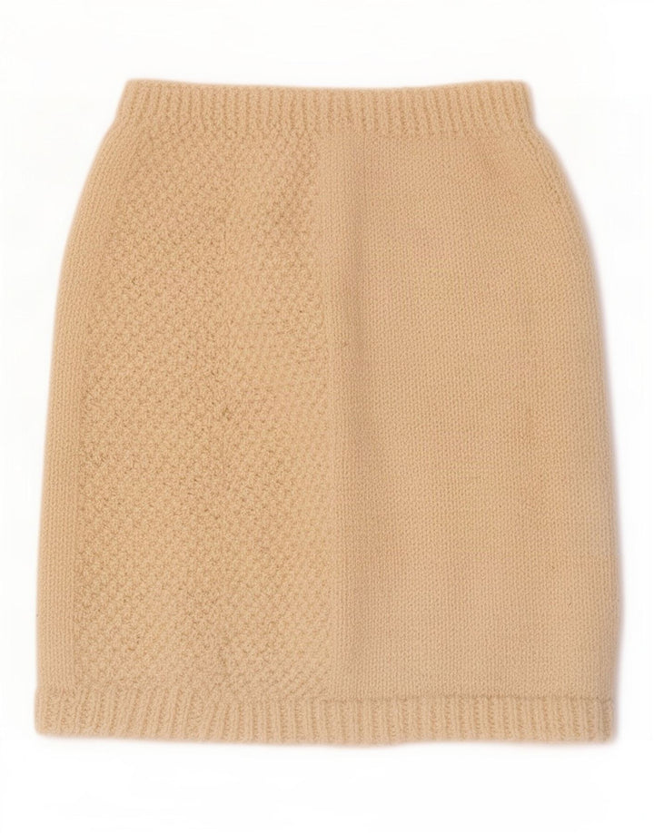 Vintage Womens Knit Mini Skirt W26 Small Beige