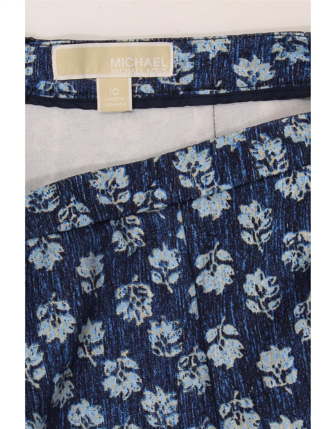 MICHAEL KORS Womens Mini Skirt US 10 Large W32  Navy Blue Floral Polyester Vintage Michael Kors and Second-Hand Michael Kors from Messina Hembry 