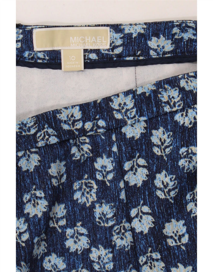 MICHAEL KORS Womens Mini Skirt US 10 Large W32  Navy Blue Floral Polyester Vintage Michael Kors and Second-Hand Michael Kors from Messina Hembry 