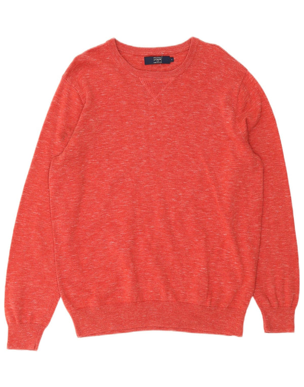 J. Crew Mens Neck Jumper Sweater Large Red Flecked Cotton