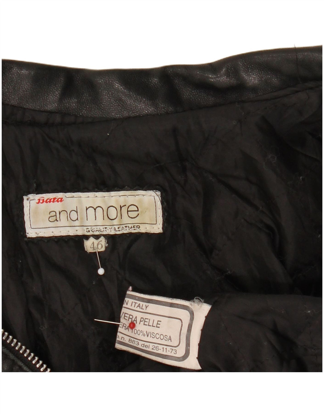 Bata and More Damen Crop Lederjacke IT 46 Large Schwarz