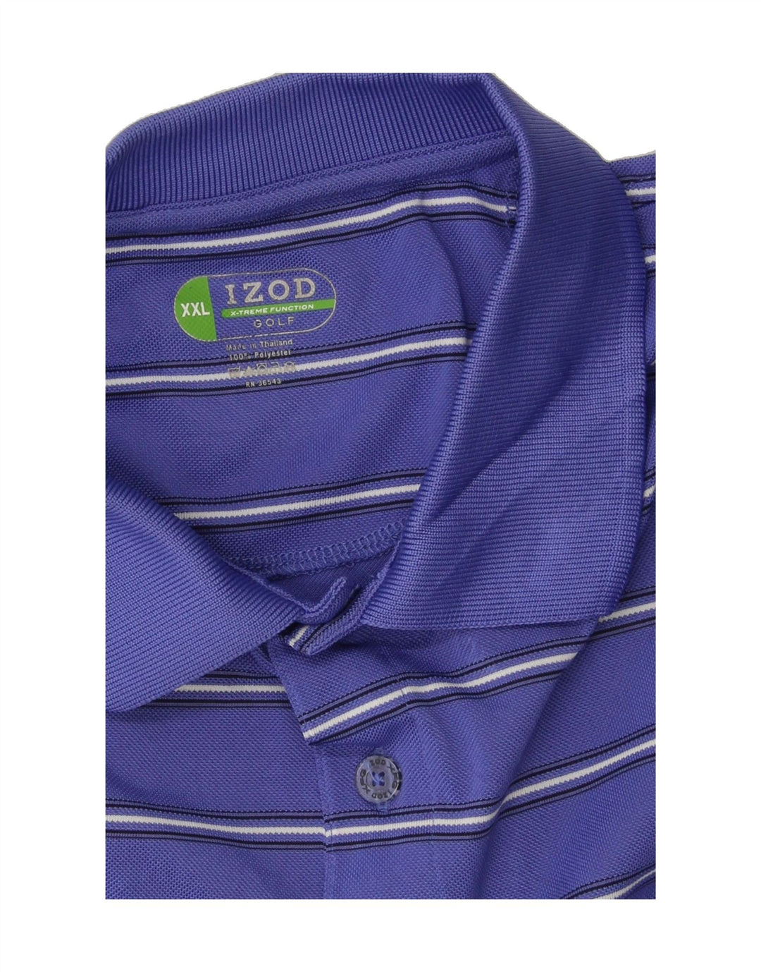IZOD Mens Golf Polo Shirt 2XL Blue Striped Polyester Vintage Izod and Second-Hand Izod from Messina Hembry 