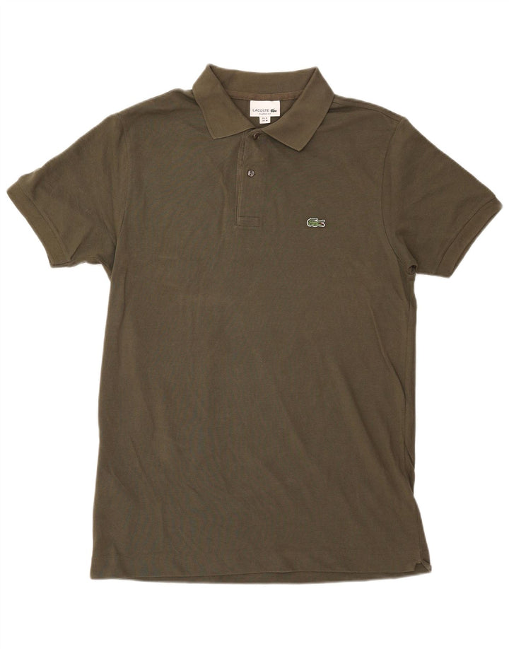 LACOSTE Mens Classic Fit Polo Shirt Medium Khaki Cotton