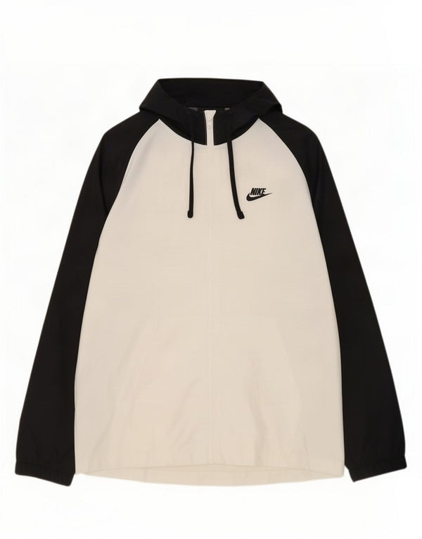 Nike Mens Hooded Tracksuit Top Jacket Large White Colourblock Polyester