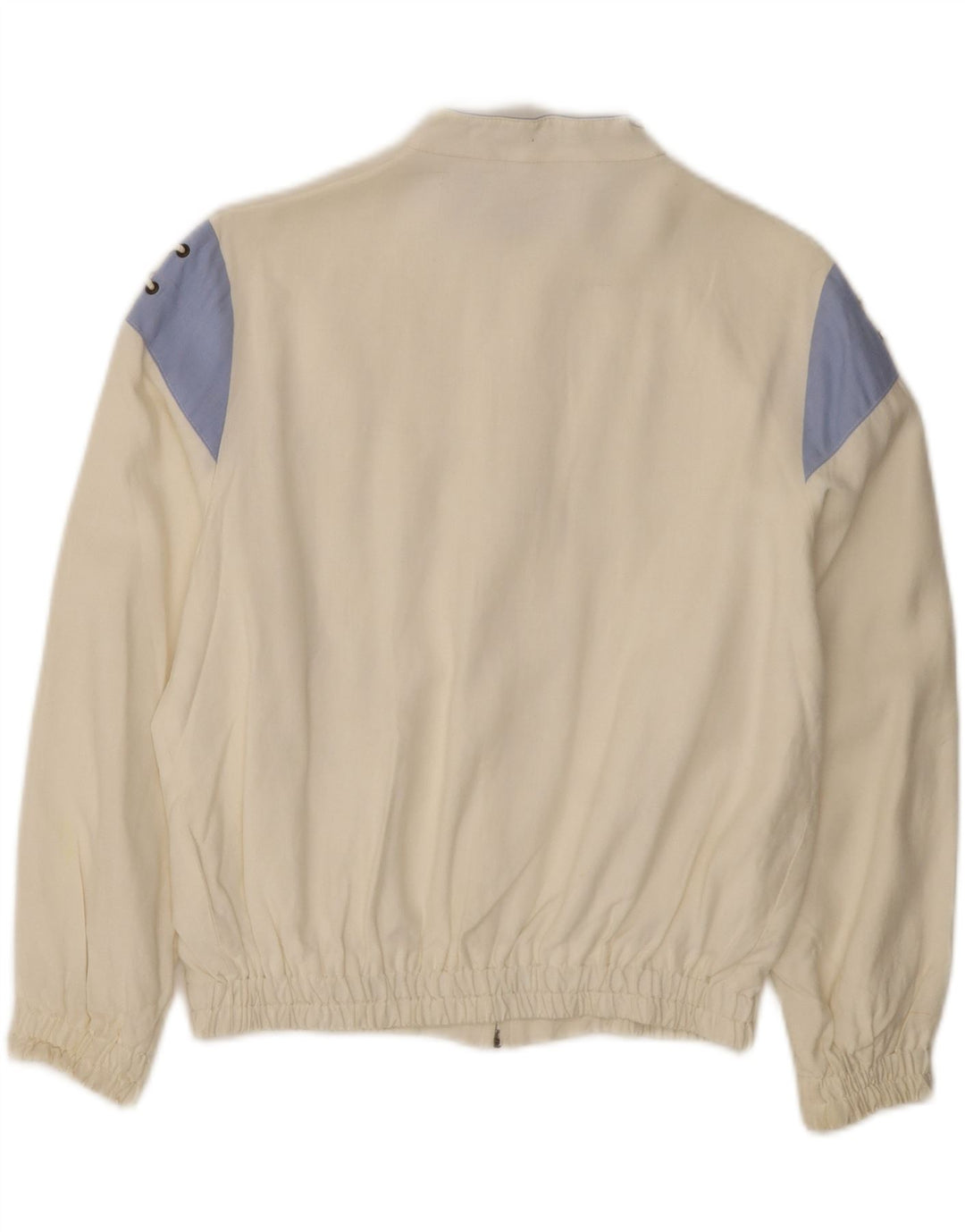 VINTAGE Womens Bomber Jacket UK 12 Medium Off White Colourblock Viscose