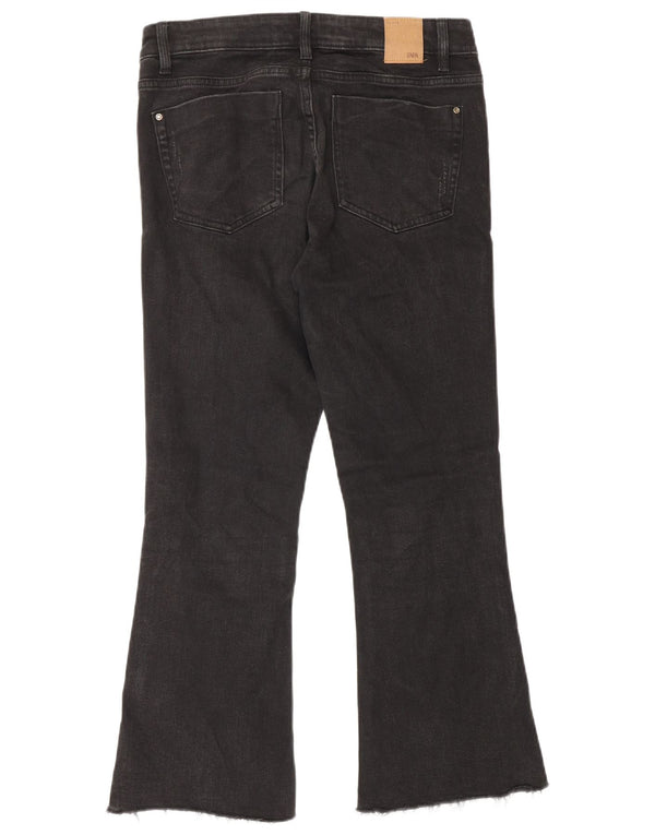 Zara Womens Bootcut Cropped Jeans EU 36 XS W26 L24 Black Cotton