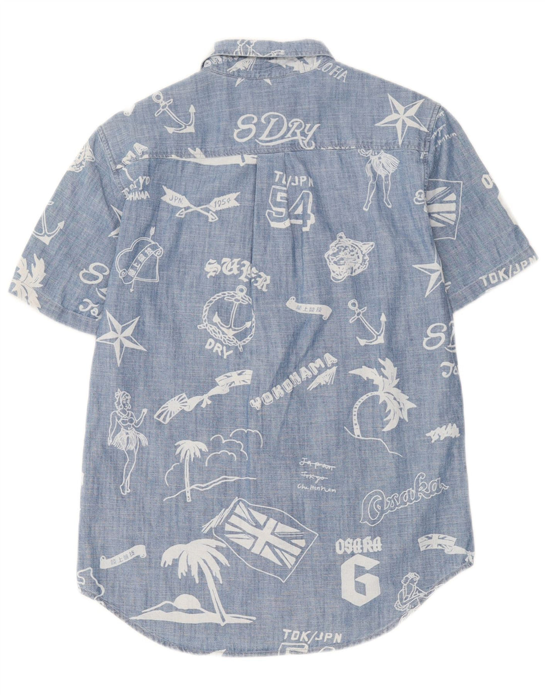 Superdry Mens Regular Fit Graphic Short Sleeve Shirt Small Blue Cotton