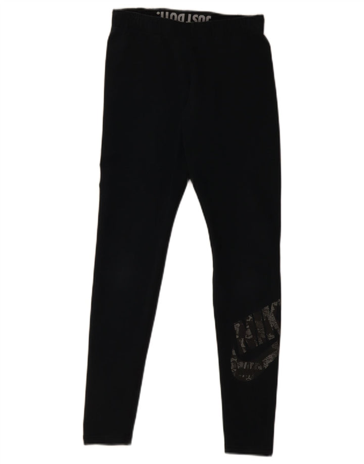 Nike Womens Graphic Leggings UK 10 Small  Black Cotton