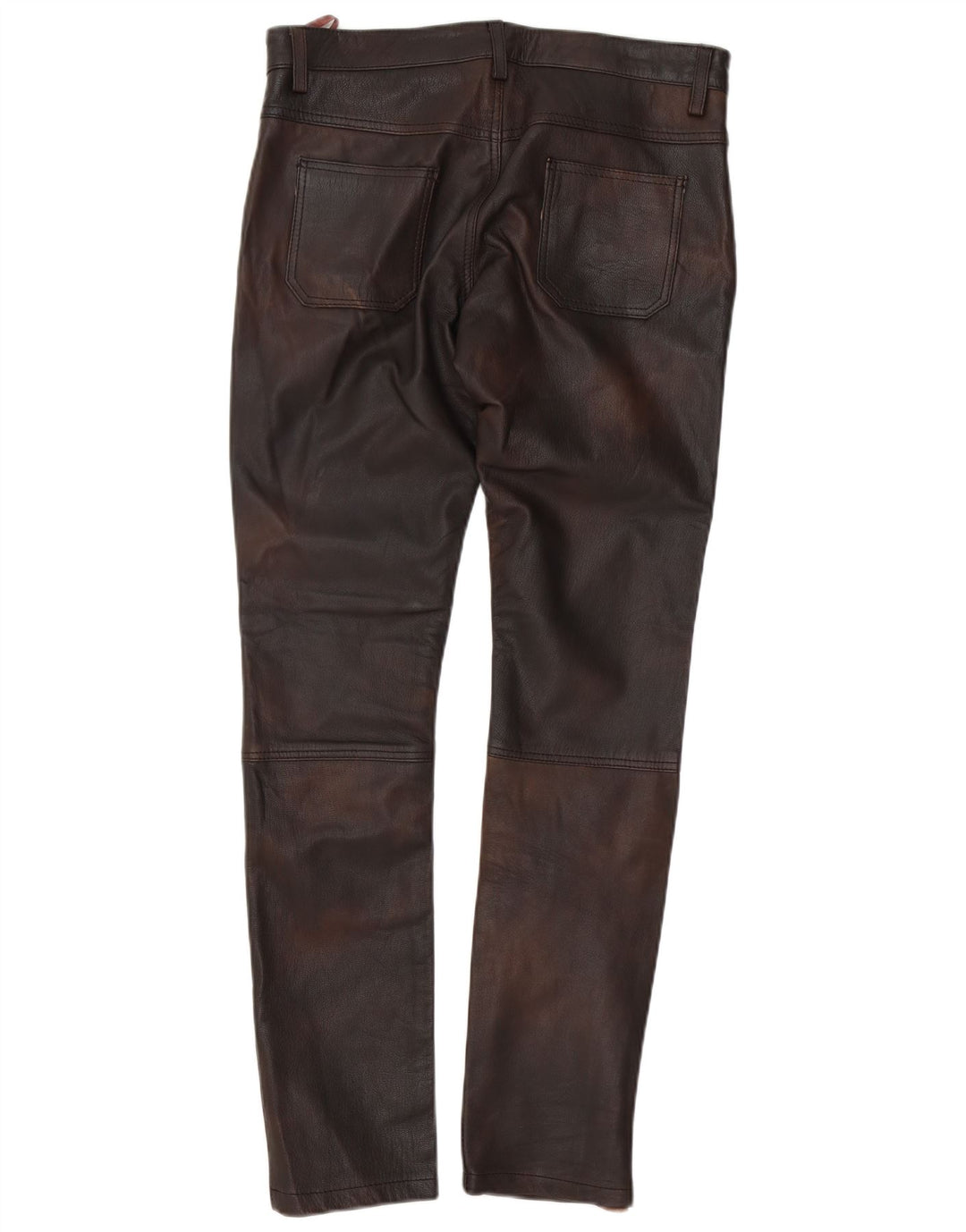 il Lago Mens Slim Leather Trousers IT 48 Medium W30 L32 Brown Leather