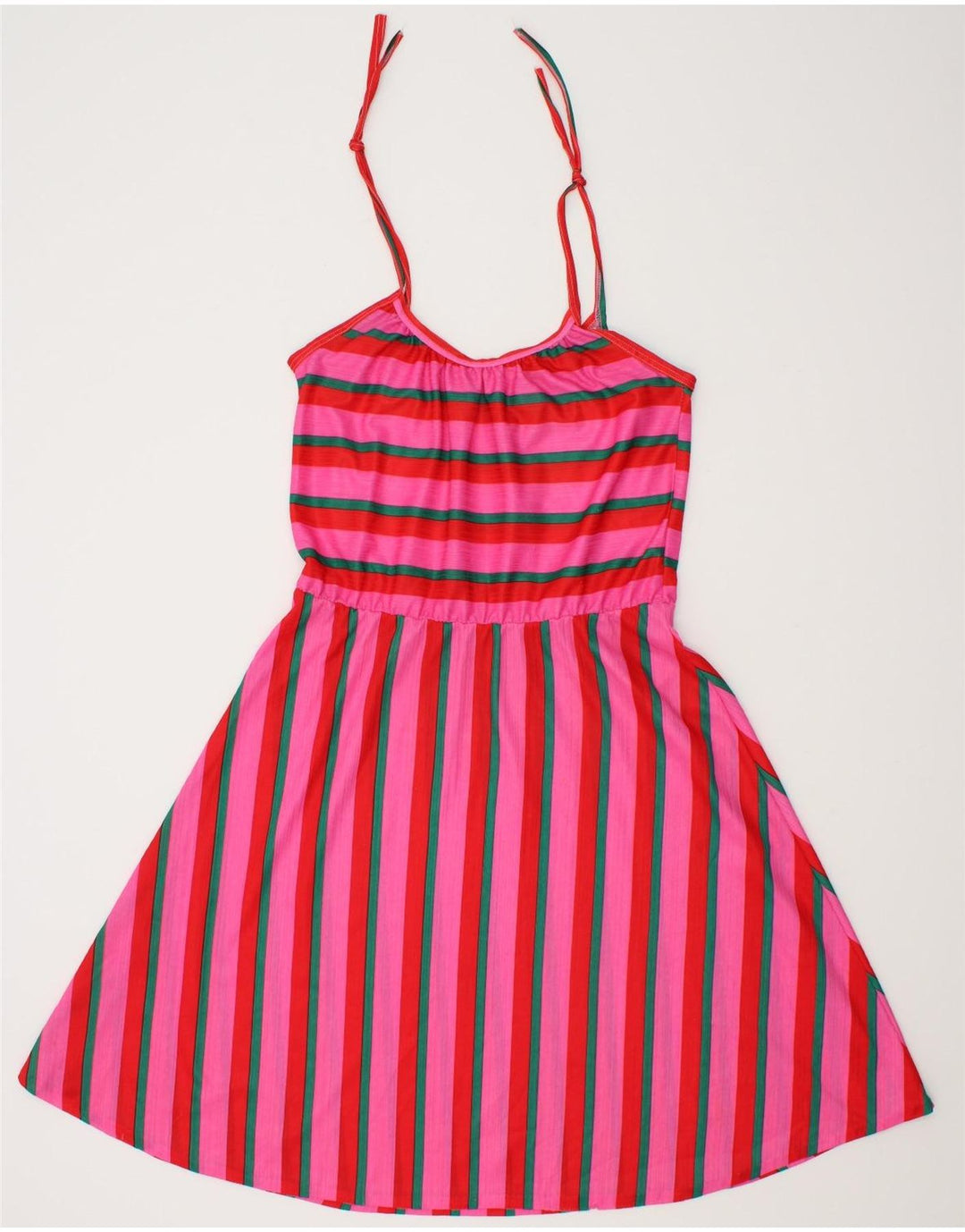 VINTAGE Womens Sundress UK 8 Small Pink Striped Vintage Vintage and Second-Hand Vintage from Messina Hembry 