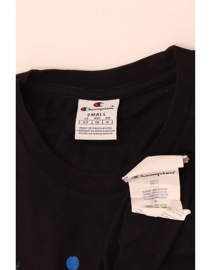 Champion Mens Graphic T-Shirt Top Small Black Cotton