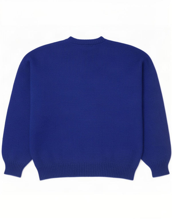 Vintage Dame Crew Neck Jumper Sweater UK 16 Large Blue Floral