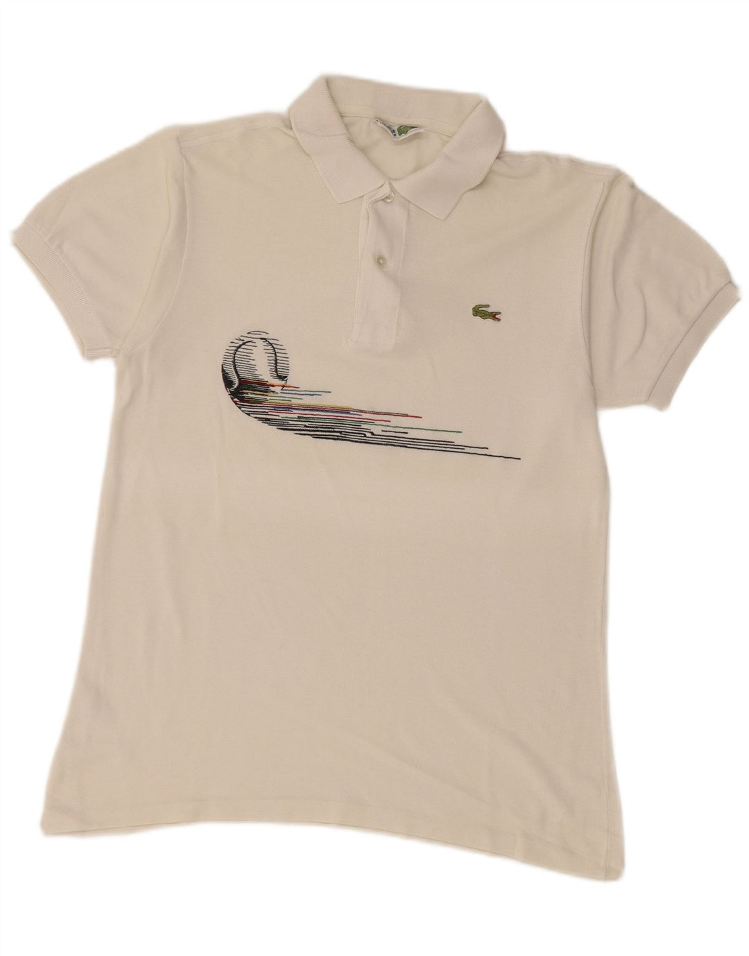 LACOSTE Mens Polo Shirt Size 3 Small White Cotton