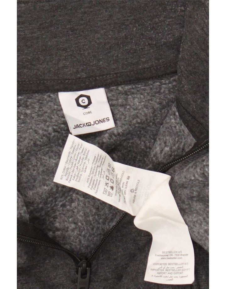 Jack & Jones Sweat-Shirt Core Zip Neck Homme Gris Moyen Colorblock