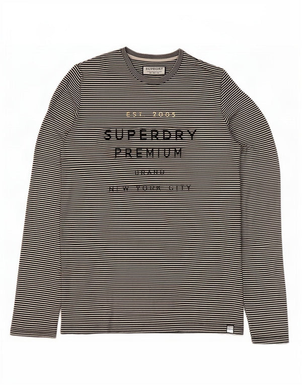 Superdry Haut graphique à manches longues pour femme UK 12 Medium Noir Rayé