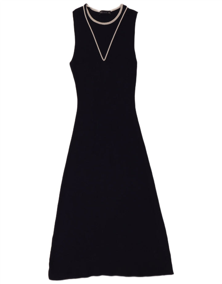 Marks & Spencer Womens Sleeveless Jumper Dress UK 12 Medium Navy Blue