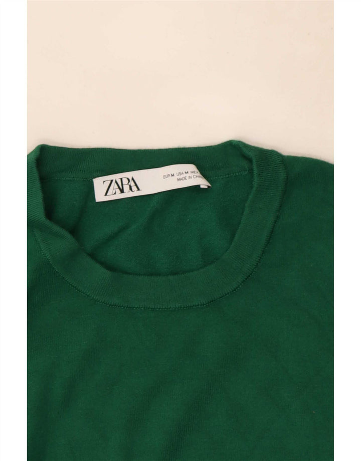 Zara Damen-Pullover mit Rundhalsausschnitt, Gr. 12, Mittelgrün