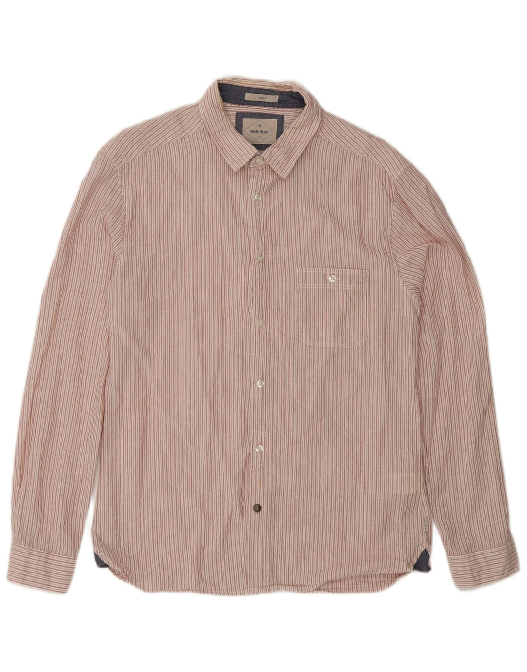 White Stuff Mens Slim Fit Shirt Medium Pink Striped Cotton