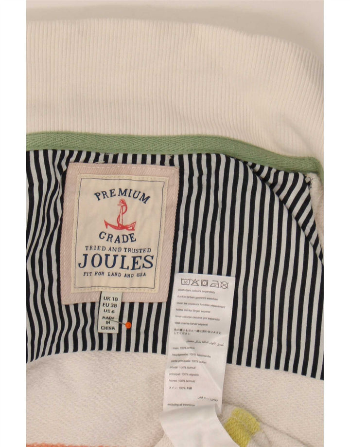 Joules Womens Button Neck Sweatshirt Jumper UK 10 Small White Striped