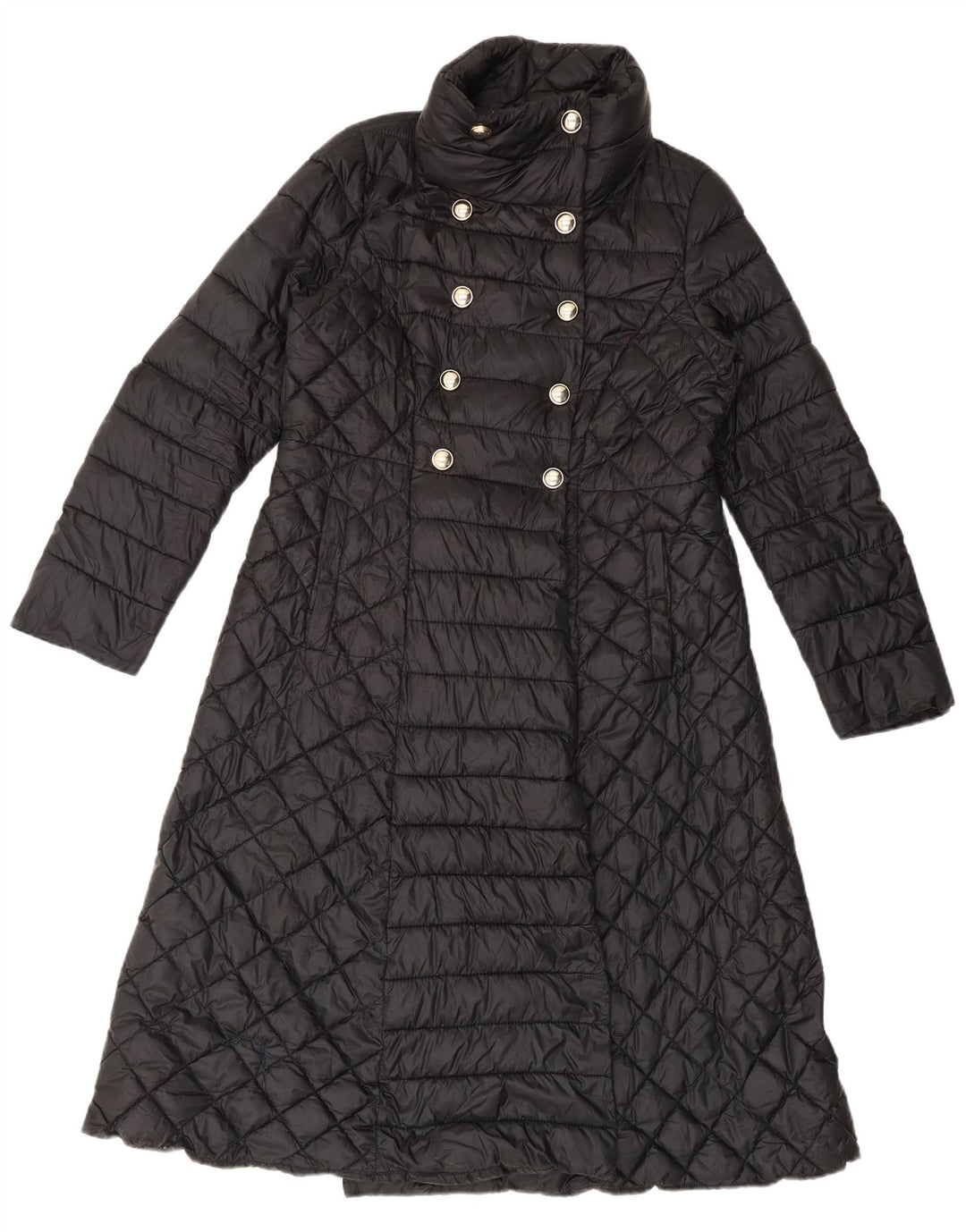 Intrend Womens Double Breasted Padded Coat UK 16 Large Black Polyester