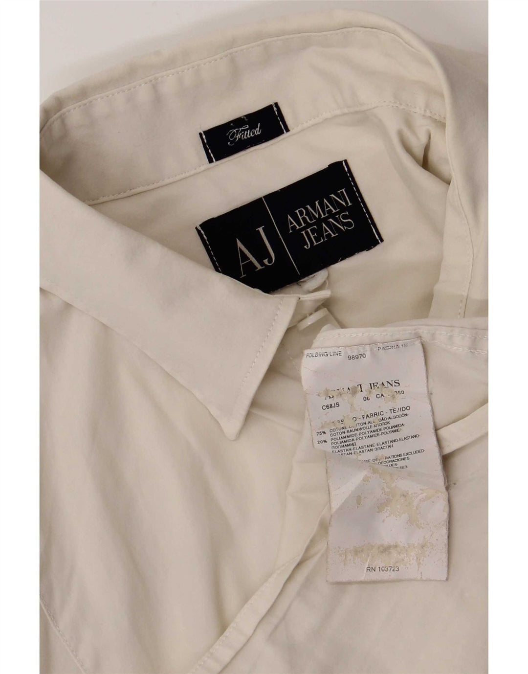 Armani Jeans Camisa ajustada para hombre Algodón blanco grande