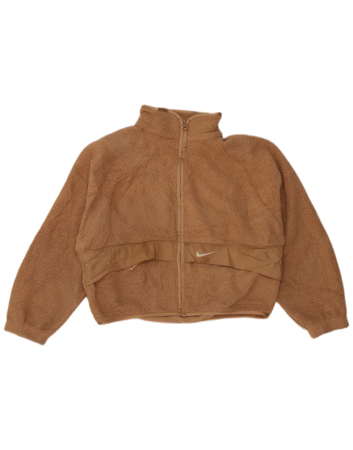 Nike - Chaqueta de forro polar para mujer, talla pequeña, color beige, poliéster