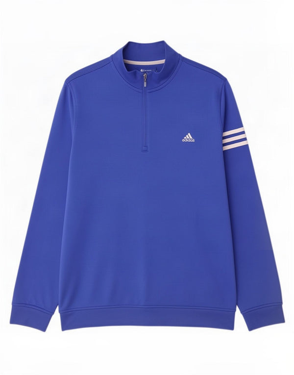 Adidas Mens Climalite Zip Neck Sweatshirt Jumper Large Blue Polyester