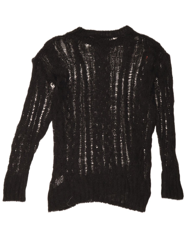 Zara Γυναικεία See Through Oversized πουλόβερ με λαιμόκοψη UK 6 XS Μαύρο