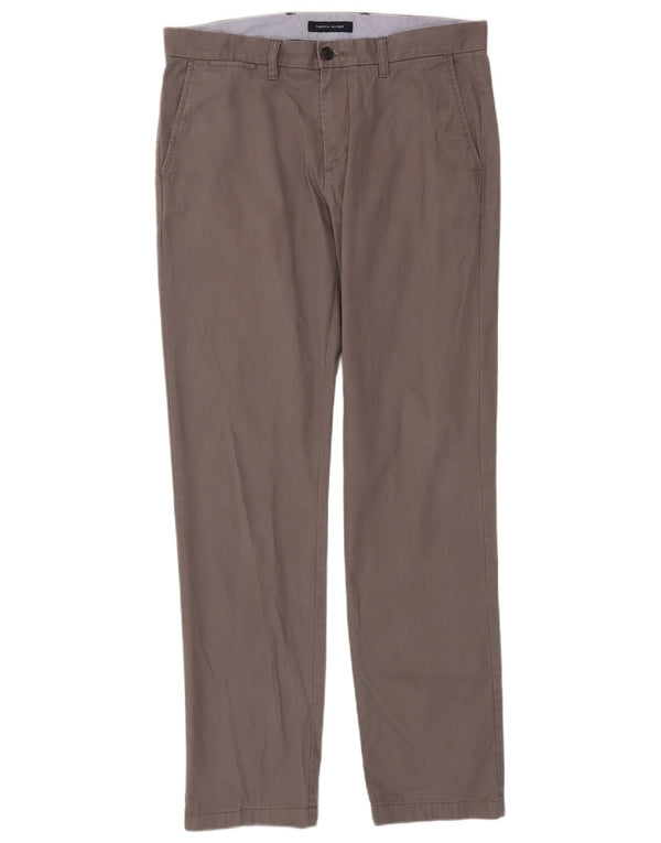 Tommy Hilfiger Mens Slim Chino Calças W33 L34 Algodão Cinza