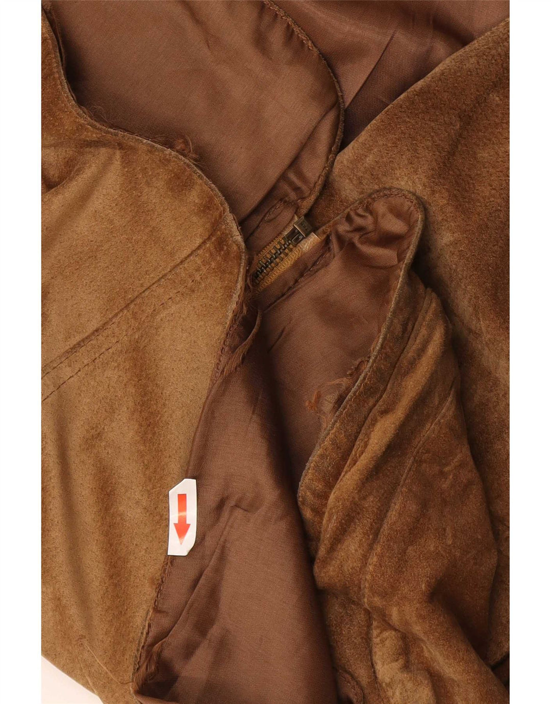vintage Mens Suede Utility Gilet UK 38 Cuir Marron Moyen