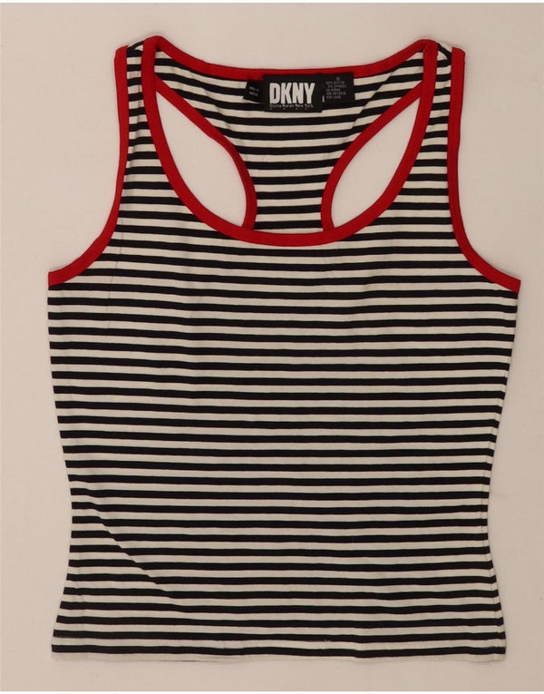 Canotta corta da donna Dkny UK 10 piccola in cotone gessato nero