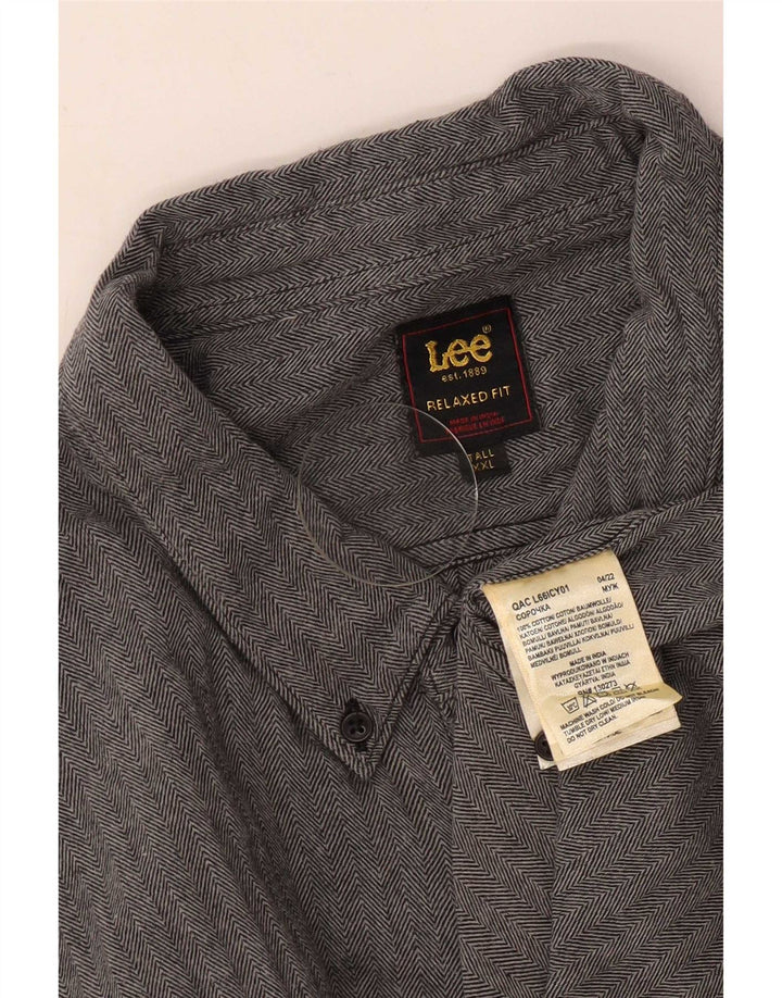 Lee Herre Tall Relaxed Fit skjorte 2XL grå sildebensbomuld