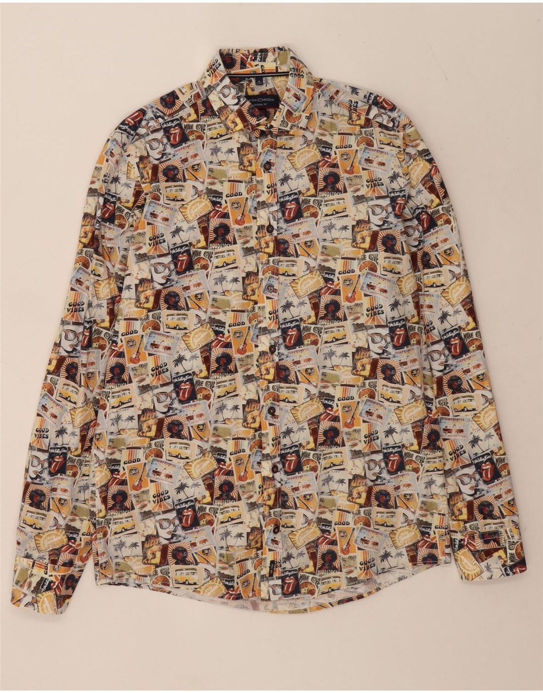 Camicia Woodstock da uomo Casa Moda taglia 39/40 media multicolore