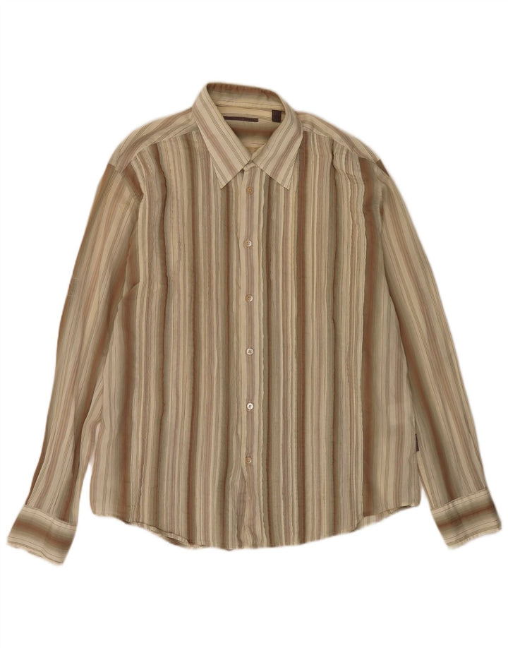 Cămașă pentru bărbați Ted Baker, bumbac cu dungi mari kaki