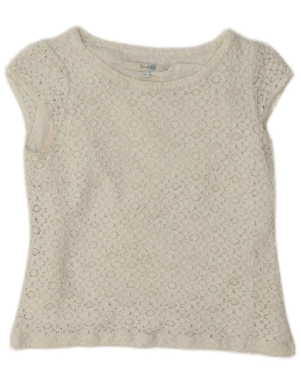 Boden Dame Crop Blondebluse Top UK 8 Small White