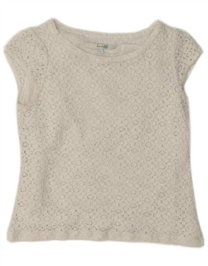 Boden Dame Crop Blondebluse Top UK 8 Small White