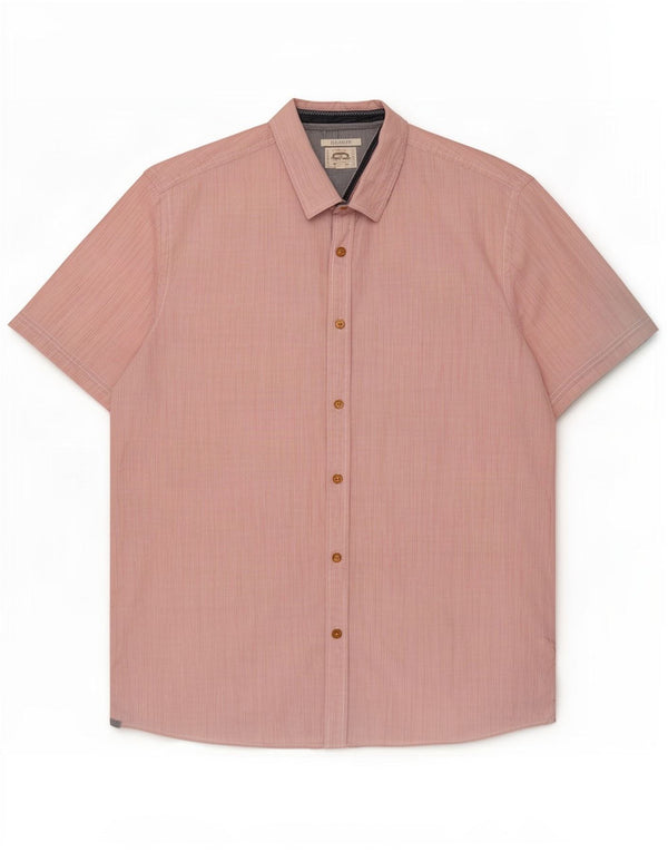 White Stuff Mens Short Sleeve Classic Fit Shirt XL Pink Pinstripe Cotton
