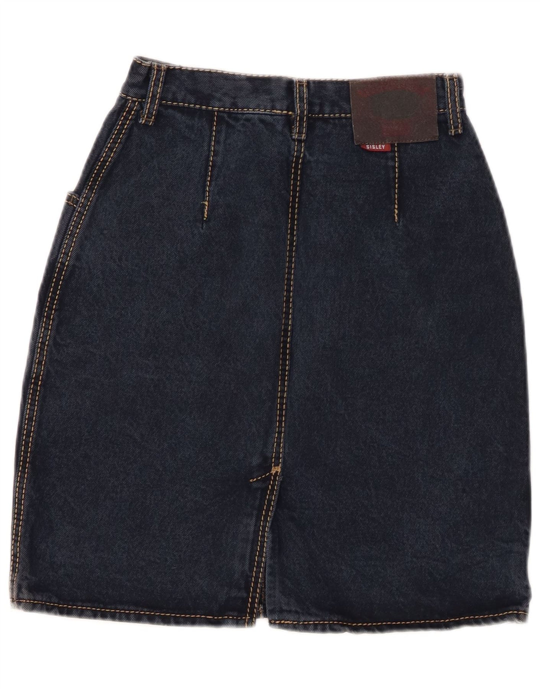 SISLEY Womens Denim Skirt W26 Small Navy Blue Cotton