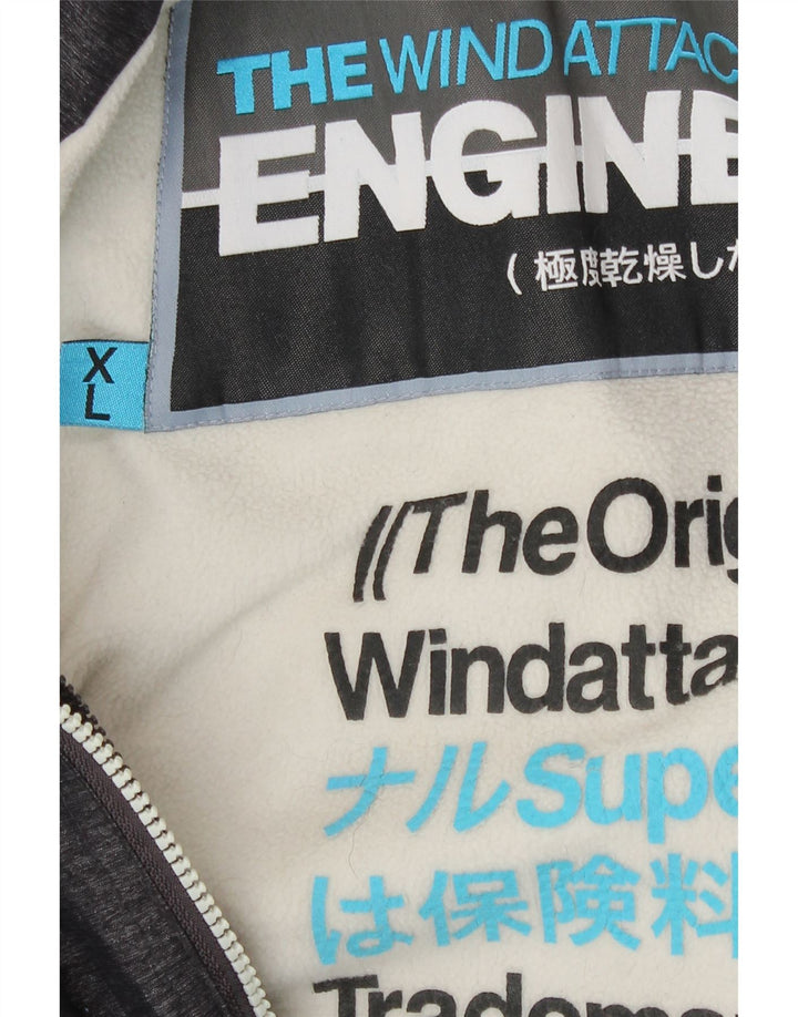 Superdry Womens Windattacker Hooded Windbreaker Jacket UK 18 XL Grey Nylon