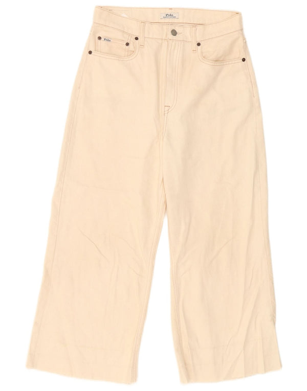 Polo Ralph Lauren Jean court taille haute jambe large pour femme W29 L25 Beige